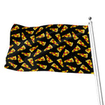 Black Pizza Pattern Print Flag
