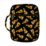 Black Pizza Pattern Print Front Pocket Bible Bag