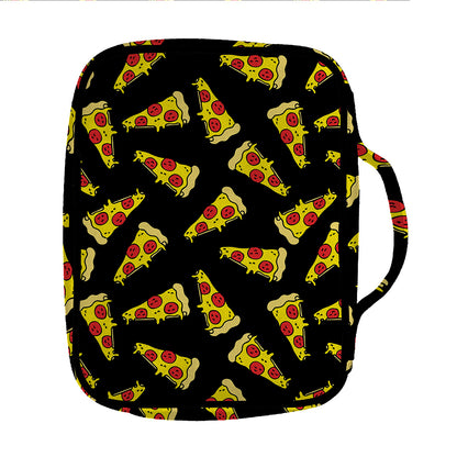 Black Pizza Pattern Print Front Pocket Bible Bag