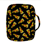 Black Pizza Pattern Print Front Pocket Bible Bag