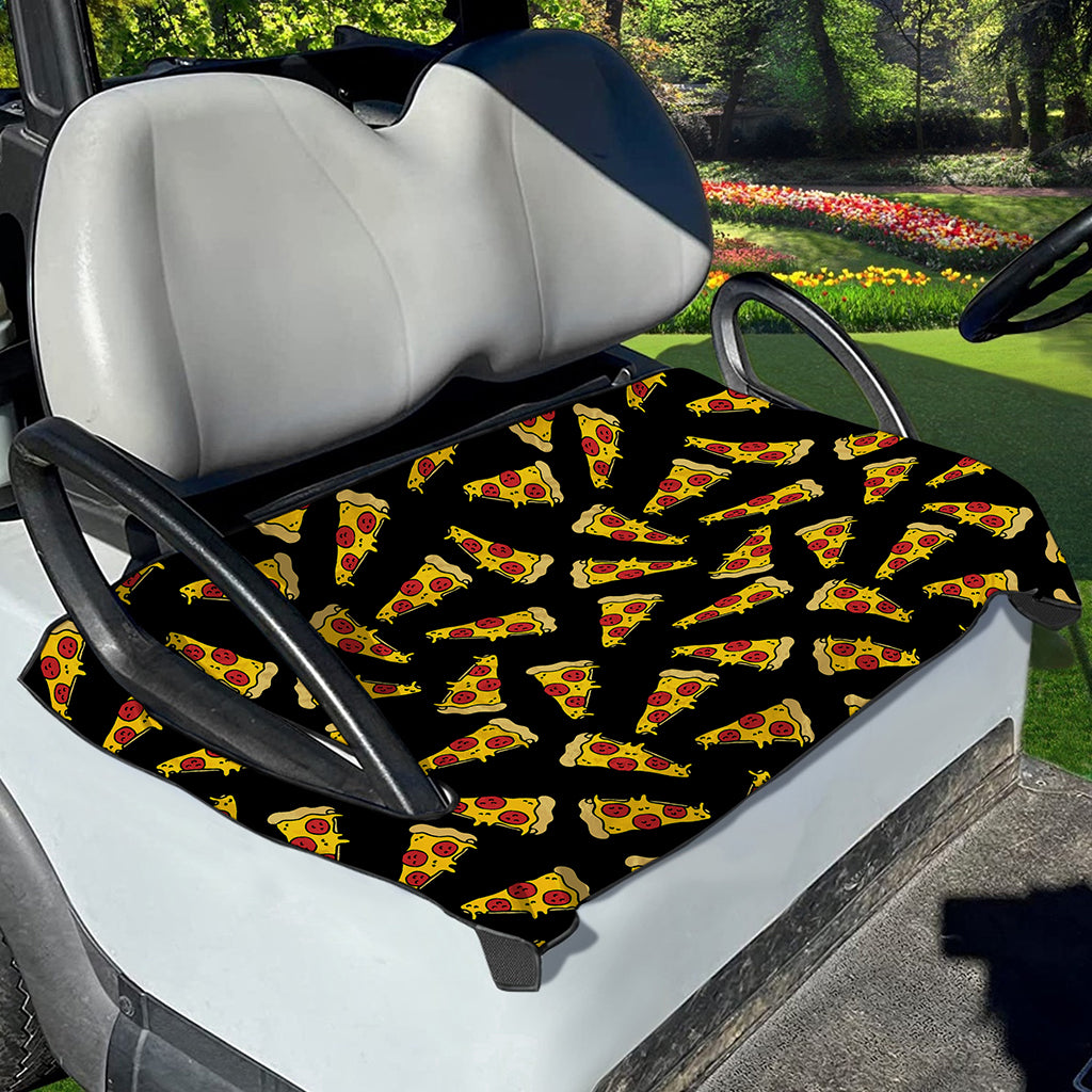 Black Pizza Pattern Print Golf Cart Seat Cover
