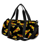Black Pizza Pattern Print Gym Bag
