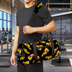 Black Pizza Pattern Print Gym Bag