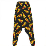 Black Pizza Pattern Print Hammer Pants