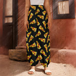 Black Pizza Pattern Print Harem Pants