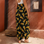 Black Pizza Pattern Print Harem Pants
