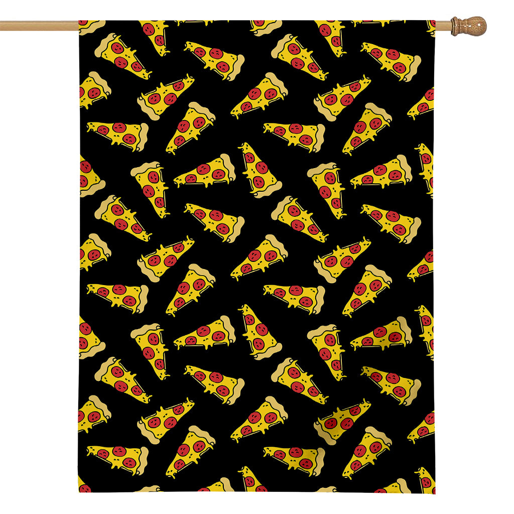 Black Pizza Pattern Print House Flag