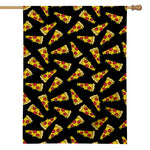 Black Pizza Pattern Print House Flag