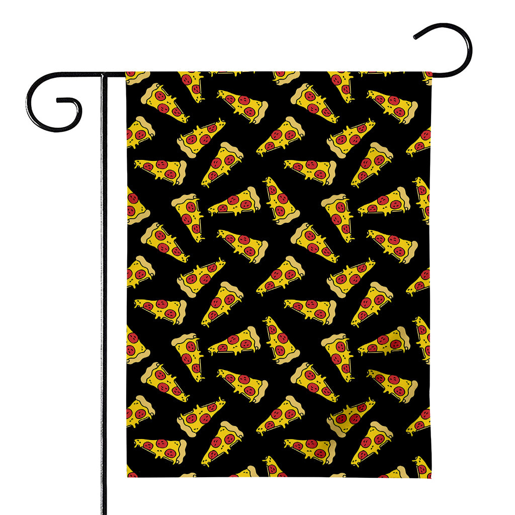 Black Pizza Pattern Print House Flag