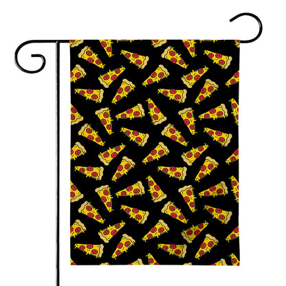 Black Pizza Pattern Print House Flag