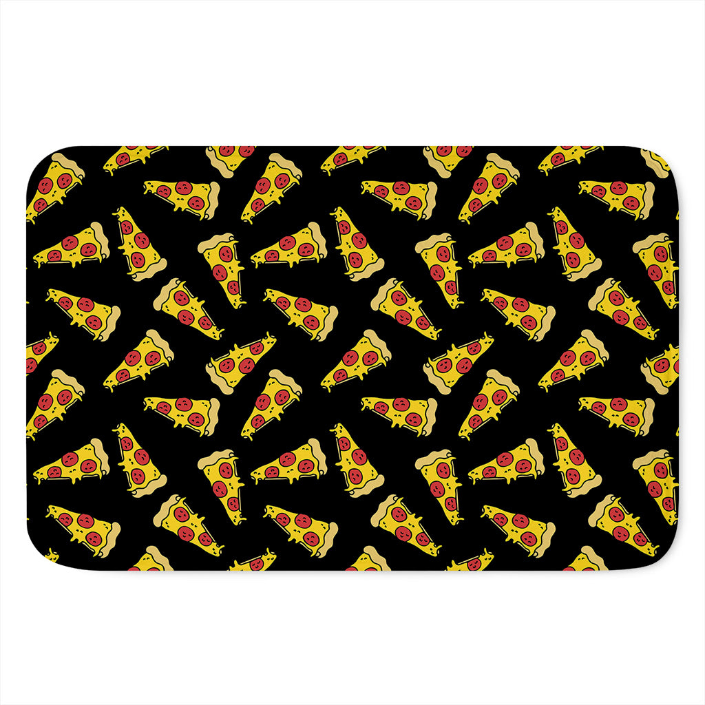 Black Pizza Pattern Print Indoor Door Mat