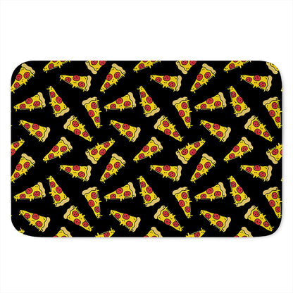 Black Pizza Pattern Print Indoor Door Mat