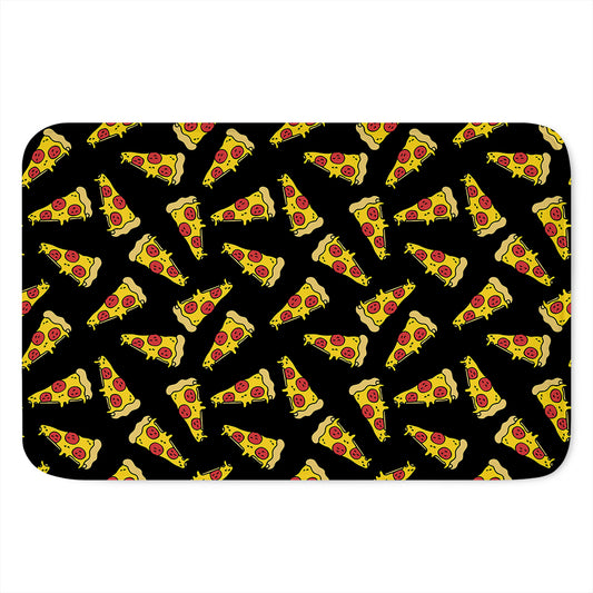 Black Pizza Pattern Print Indoor Door Mat