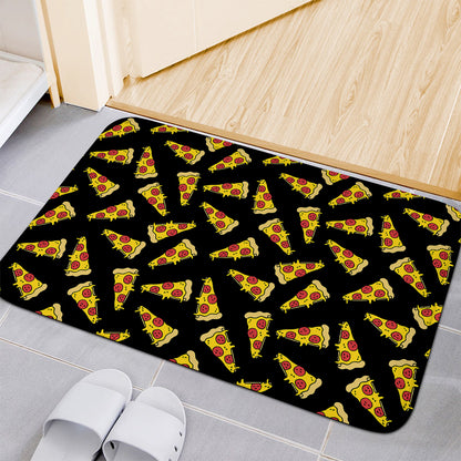 Black Pizza Pattern Print Indoor Door Mat
