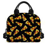 Black Pizza Pattern Print Insulated Lunch Bag