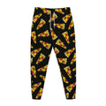 Black Pizza Pattern Print Jogger Pants