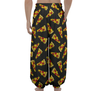 Black Pizza Pattern Print Lantern Pants