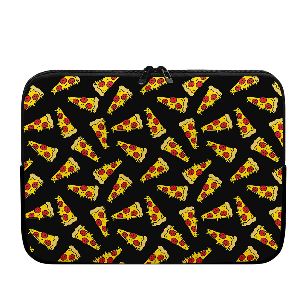 Black Pizza Pattern Print Laptop Sleeve
