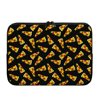 Black Pizza Pattern Print Laptop Sleeve