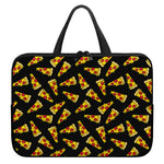 Black Pizza Pattern Print Laptop Sleeve With Handle