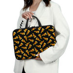 Black Pizza Pattern Print Laptop Sleeve With Handle