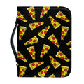 Black Pizza Pattern Print Leather Bible Cover