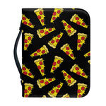 Black Pizza Pattern Print Leather Bible Cover