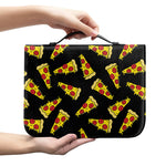 Black Pizza Pattern Print Leather Bible Cover