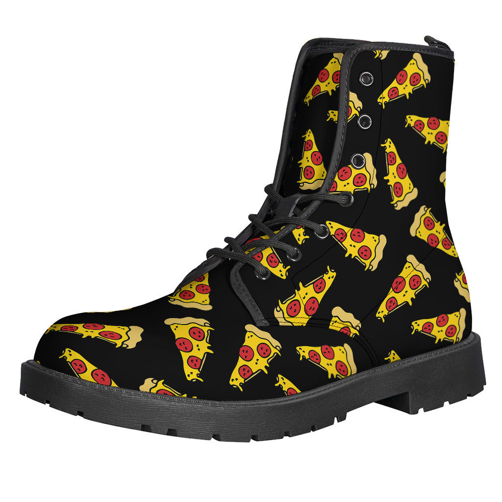 Black Pizza Pattern Print Backpack