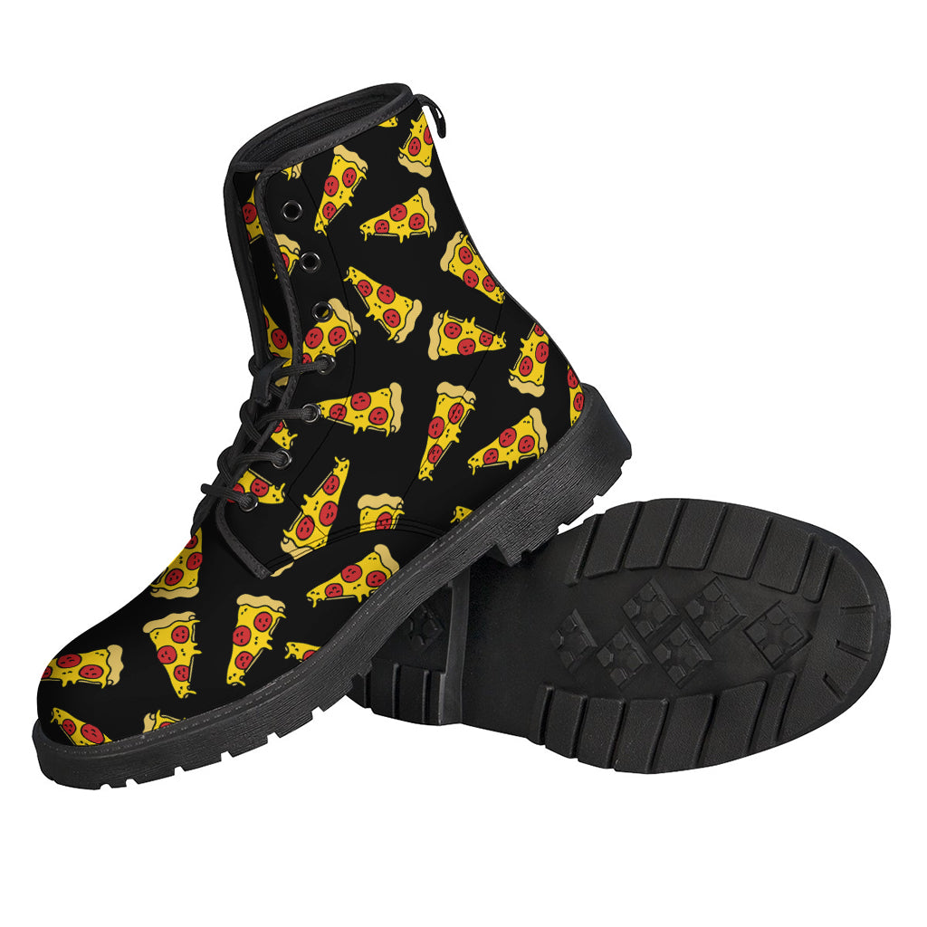 Black Pizza Pattern Print Backpack