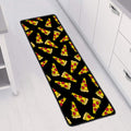 Black Pizza Pattern Print Long Kitchen Mat