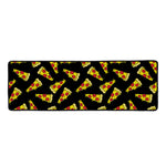 Black Pizza Pattern Print Long Kitchen Mat