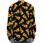 Black Pizza Pattern Print Long Sleeve Baseball Jersey