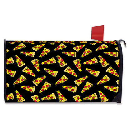 Black Pizza Pattern Print Mailbox Cover