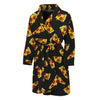 Black Pizza Pattern Print Men's Bathrobe