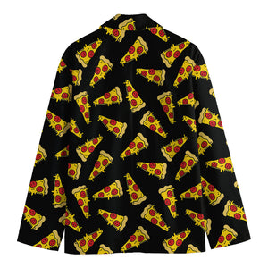 Black Pizza Pattern Print Men's Blazer