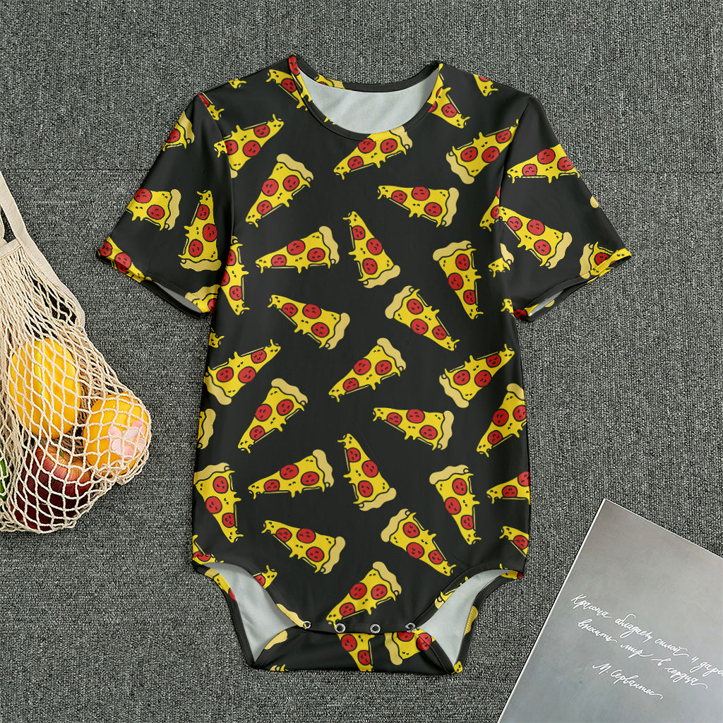 Black Pizza Pattern Print Men's Bodysuit