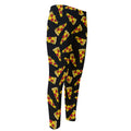Black Pizza Pattern Print Men's Compression Pants