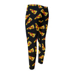 Black Pizza Pattern Print Men's Compression Pants