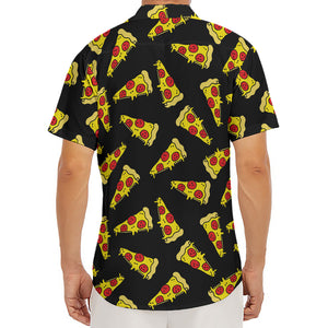 Black Pizza Pattern Print Men's Deep V-Neck Shirt