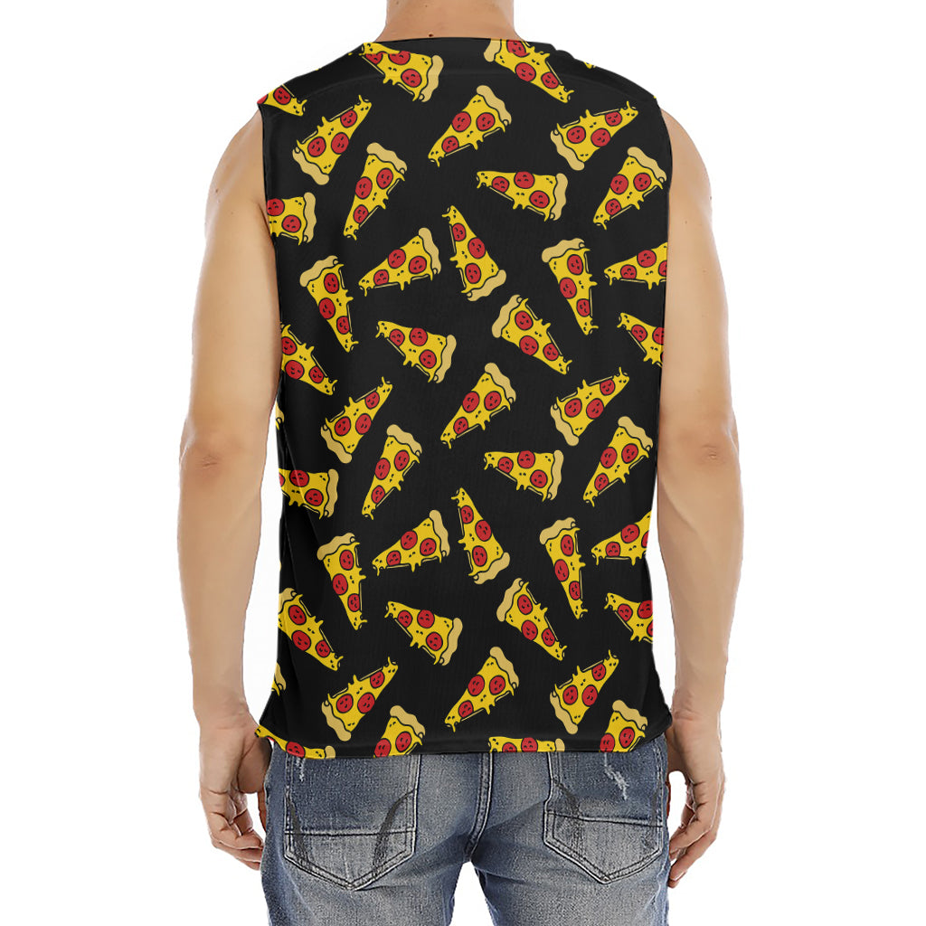 Black Pizza Pattern Print Men's Fitness Tank Top