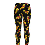 Black Pizza Pattern Print Men's leggings
