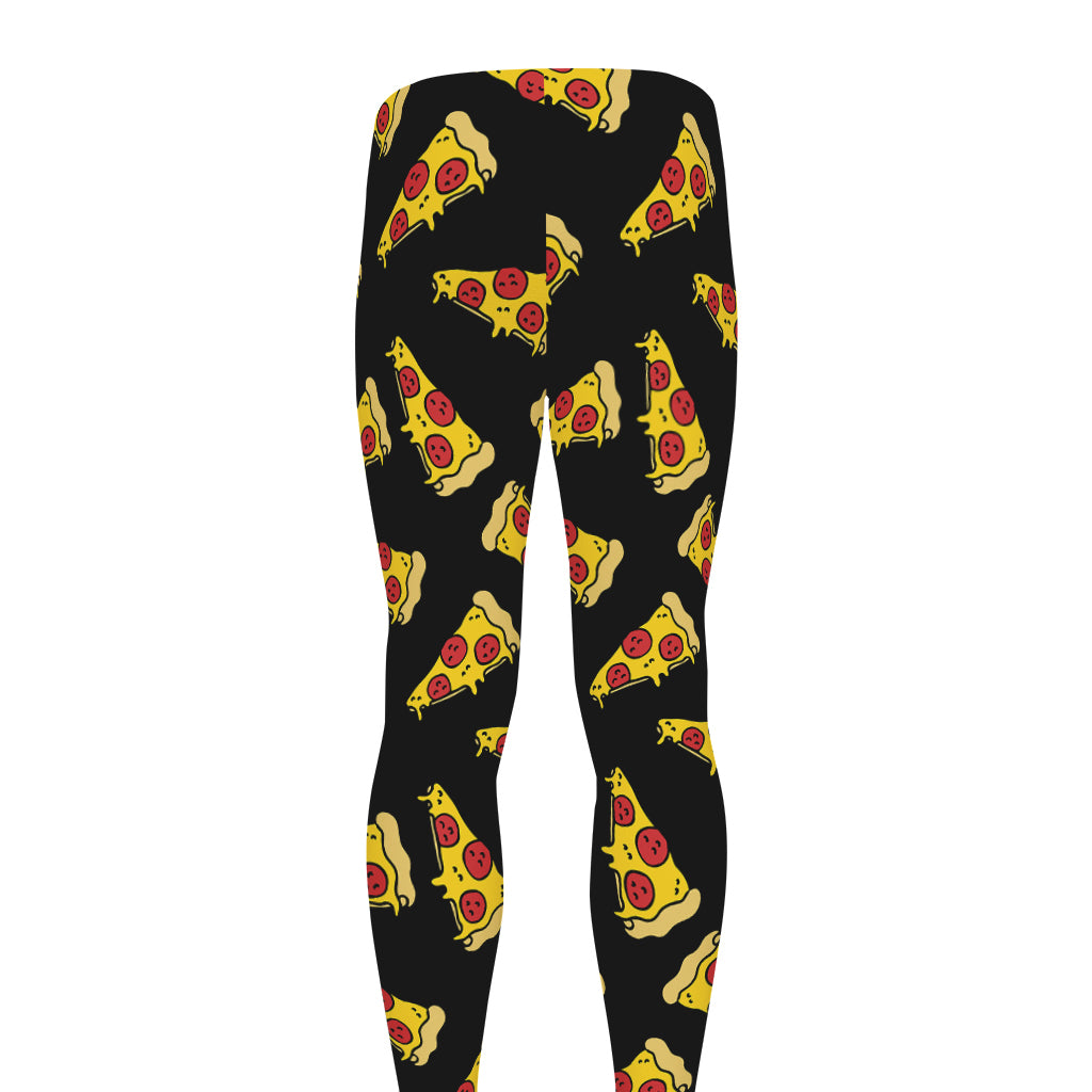 Black Pizza Pattern Print Men's leggings