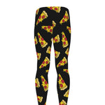 Black Pizza Pattern Print Men's leggings