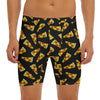 Black Pizza Pattern Print Men's Long Boxer Briefs