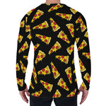 Black Pizza Pattern Print Men's Long Sleeve T-Shirt