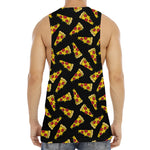 Black Pizza Pattern Print Men's Muscle Tank Top