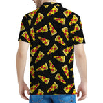 Black Pizza Pattern Print Men's Polo Shirt