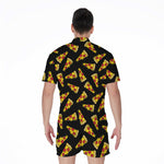 Black Pizza Pattern Print Men's Rompers