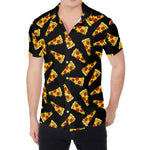 Black Pizza Pattern Print Men's Shirt